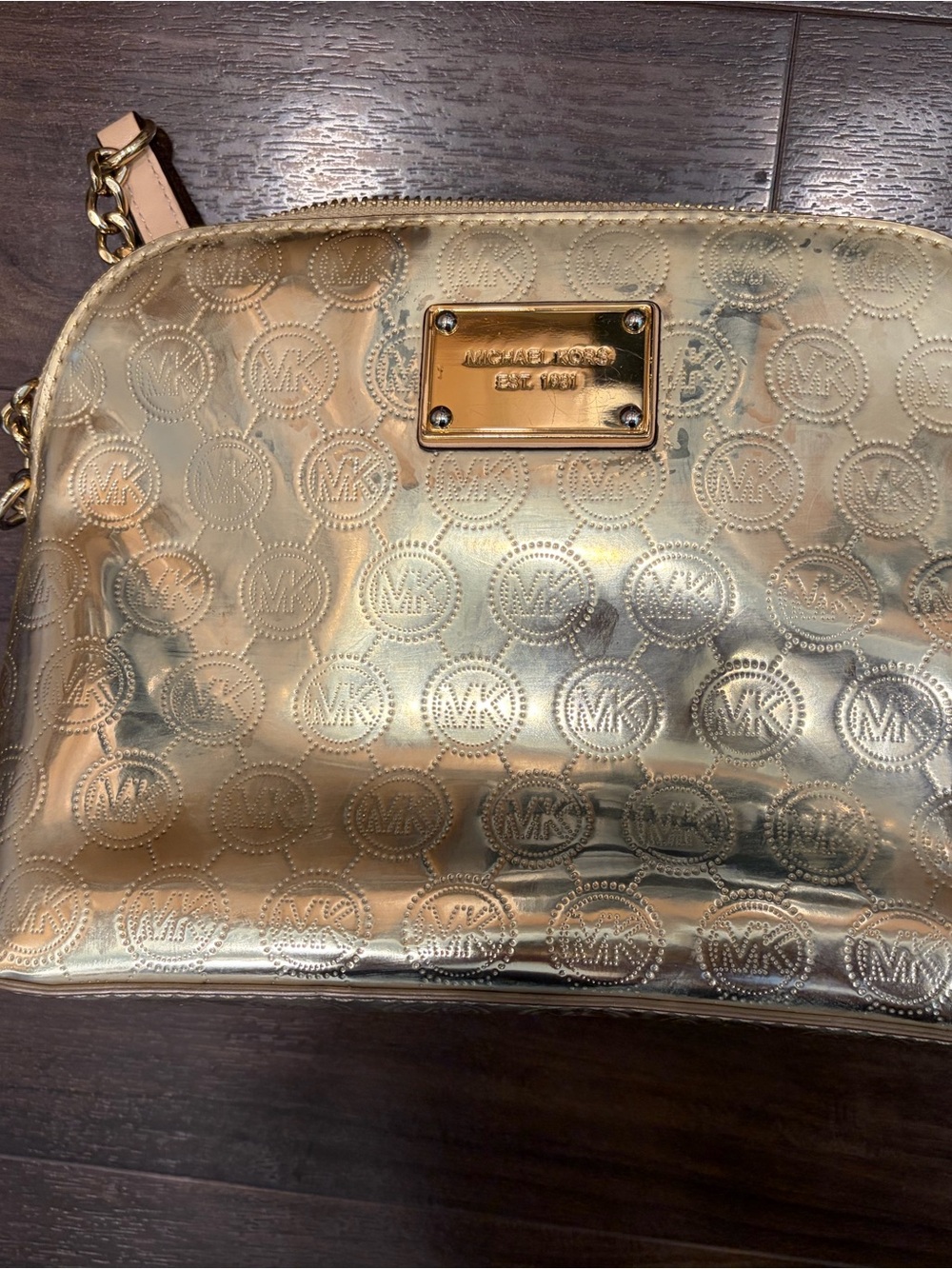 Michael Kors Metallic Gold Embossed Crossbody Bag